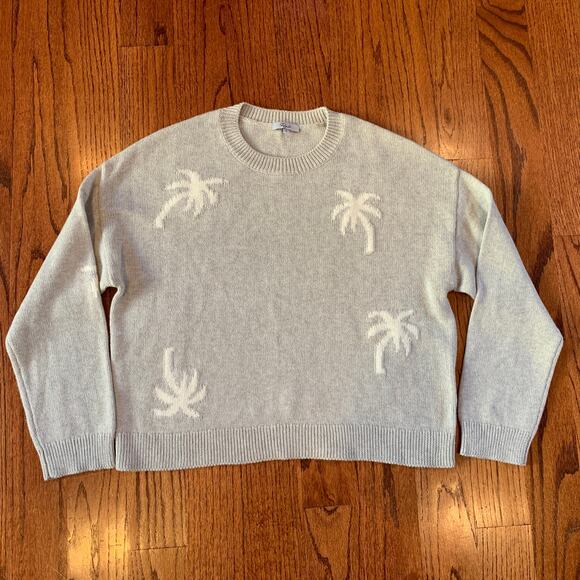 Rails Perci Palm Tree Cotton Cashmere Crewneck Sweater | Gray White | Small - Picture 4 of 11